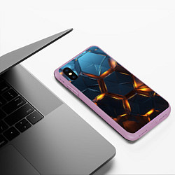 Чехол iPhone XS Max матовый Объемные плиты со светом, цвет: 3D-сиреневый — фото 2