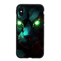 Чехол iPhone XS Max матовый Cat cyberpunk, цвет: 3D-черный