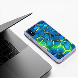 Чехол iPhone XS Max матовый Green blue neon, цвет: 3D-светло-сиреневый — фото 2