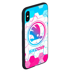 Чехол iPhone XS Max матовый Skoda neon gradient style, цвет: 3D-черный — фото 2