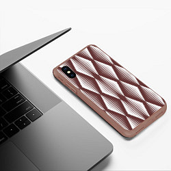 Чехол iPhone XS Max матовый Ромбы цвета кофе, цвет: 3D-коричневый — фото 2