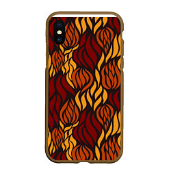 Чехол iPhone XS Max матовый Hot Flames - паттерн, цвет: 3D-коричневый