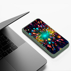 Чехол iPhone XS Max матовый Палочная абстракция, цвет: 3D-темно-зеленый — фото 2