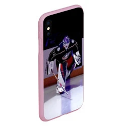 Чехол iPhone XS Max матовый Sergey Bobrovsky - goalkeeper - Columbus blue jack, цвет: 3D-розовый — фото 2