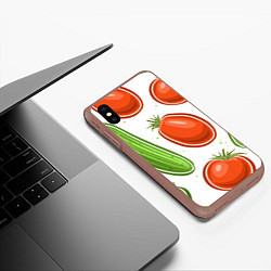 Чехол iPhone XS Max матовый Помидоры и огурцы, цвет: 3D-коричневый — фото 2