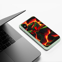 Чехол iPhone XS Max матовый CSGO зеленые плиты и лава, цвет: 3D-салатовый — фото 2