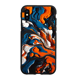 Чехол iPhone XS Max матовый Акриловые краски - оранжевые