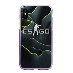 Чехол iPhone XS Max матовый CSGO green dark texture, цвет: 3D-сиреневый