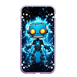 Чехол iPhone XS Max матовый Робот - comics art style, цвет: 3D-сиреневый