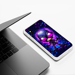 Чехол iPhone XS Max матовый Неоновый робот, цвет: 3D-белый — фото 2