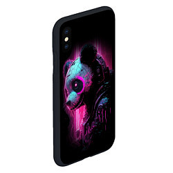 Чехол iPhone XS Max матовый Панда киберпанк в фиолетовом свете, цвет: 3D-черный — фото 2