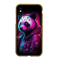 Чехол iPhone XS Max матовый Panda cyberpunk, цвет: 3D-коричневый