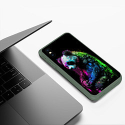 Чехол iPhone XS Max матовый Панда в краске, цвет: 3D-темно-зеленый — фото 2