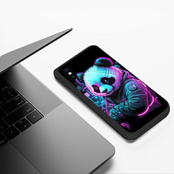 Чехол iPhone XS Max матовый Панда в неоновом свете, цвет: 3D-черный — фото 2