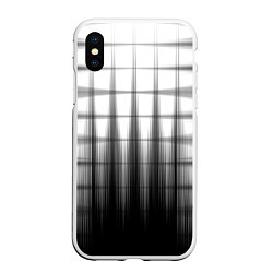 Чехол iPhone XS Max матовый Черная градиентная клетка, цвет: 3D-белый