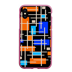 Чехол iPhone XS Max матовый Разноцветная прямоугольная абстракция