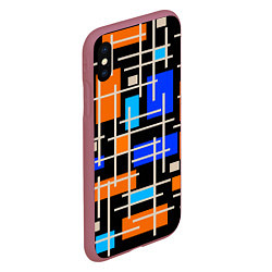 Чехол iPhone XS Max матовый Разноцветная прямоугольная абстракция, цвет: 3D-малиновый — фото 2