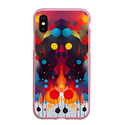 Чехол iPhone XS Max матовый Mirrow colorful blots - abstraction - vogue, цвет: 3D-розовый