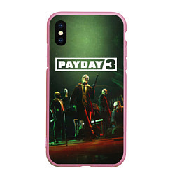 Чехол iPhone XS Max матовый Грабители Payday 3, цвет: 3D-розовый