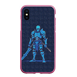 Чехол iPhone XS Max матовый Pixel Skeleton, цвет: 3D-малиновый