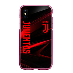 Чехол iPhone XS Max матовый Juventus black red logo