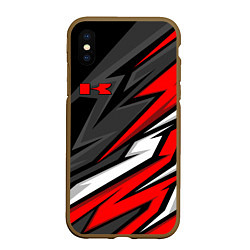 Чехол iPhone XS Max матовый Kawasaki - red uniform, цвет: 3D-коричневый