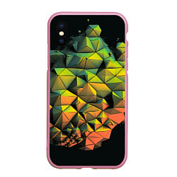 Чехол iPhone XS Max матовый Зеленая кубическая абстракция
