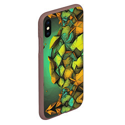 Чехол iPhone XS Max матовый Зеленая объемная абстракция, цвет: 3D-коричневый — фото 2