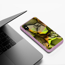 Чехол iPhone XS Max матовый Зеленая объемная космическая текстура, цвет: 3D-сиреневый — фото 2