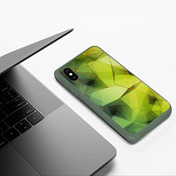 Чехол iPhone XS Max матовый Зеленая текстура объемная, цвет: 3D-темно-зеленый — фото 2