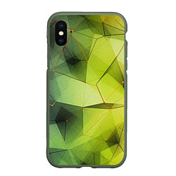 Чехол iPhone XS Max матовый Зеленая текстура объемная