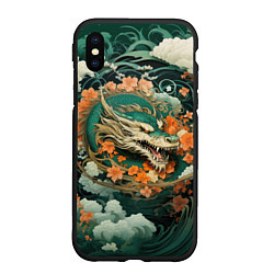 Чехол iPhone XS Max матовый Облачный дракон Irezumi, цвет: 3D-черный