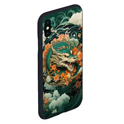 Чехол iPhone XS Max матовый Облачный дракон Irezumi, цвет: 3D-черный — фото 2