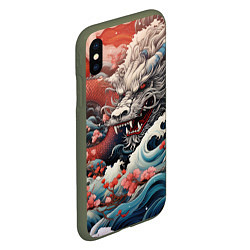 Чехол iPhone XS Max матовый Морской дракон Irezumi, цвет: 3D-темно-зеленый — фото 2