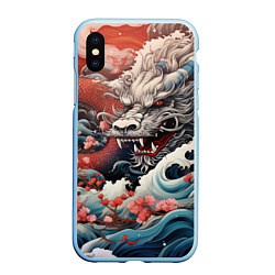 Чехол iPhone XS Max матовый Морской дракон Irezumi, цвет: 3D-голубой