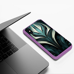 Чехол iPhone XS Max матовый Абстрактные узор в виде лица, цвет: 3D-фиолетовый — фото 2