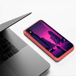 Чехол iPhone XS Max матовый Мёртвый розовый город, цвет: 3D-красный — фото 2