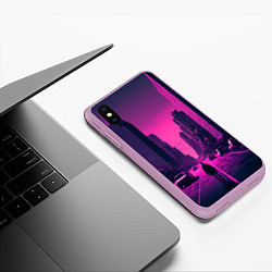 Чехол iPhone XS Max матовый Мёртвый розовый город, цвет: 3D-сиреневый — фото 2