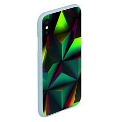 Чехол iPhone XS Max матовый Зеленый калейдоскоп абстракция, цвет: 3D-голубой — фото 2