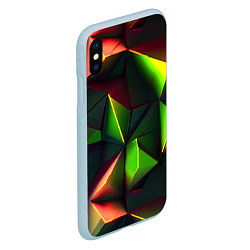 Чехол iPhone XS Max матовый Объемные зеленые треугольники, цвет: 3D-голубой — фото 2