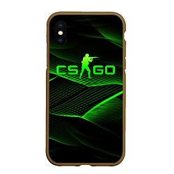 Чехол iPhone XS Max матовый CSGO green abstract lines