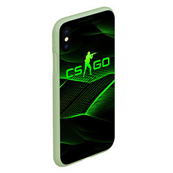 Чехол iPhone XS Max матовый CSGO green abstract lines, цвет: 3D-салатовый — фото 2