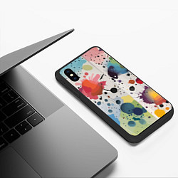 Чехол iPhone XS Max матовый Colorful blots - vogue - abstraction, цвет: 3D-черный — фото 2
