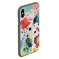 Чехол iPhone XS Max матовый Colorful blots - vogue - abstraction, цвет: 3D-темно-зеленый — фото 2