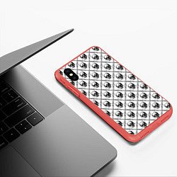 Чехол iPhone XS Max матовый Черепа и кости, цвет: 3D-красный — фото 2