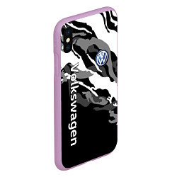Чехол iPhone XS Max матовый Фольцваген - белый камуфляж, цвет: 3D-сиреневый — фото 2