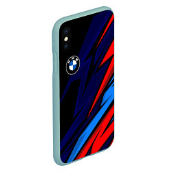 Чехол iPhone XS Max матовый BMW - m colors and black, цвет: 3D-мятный — фото 2