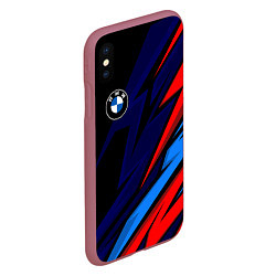 Чехол iPhone XS Max матовый BMW - m colors and black, цвет: 3D-малиновый — фото 2