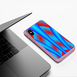 Чехол iPhone XS Max матовый Сине-красные, цвет: 3D-розовый — фото 2