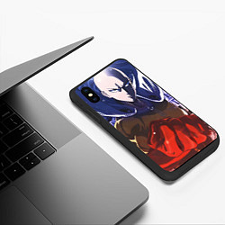 Чехол iPhone XS Max матовый One Punch Man Сайтама, цвет: 3D-черный — фото 2